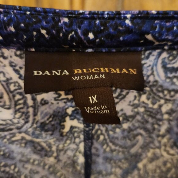 Dana Buchman Womens Blue Paisley Print Top W/ Side Tie Detail 1X - Picture 6 of 8